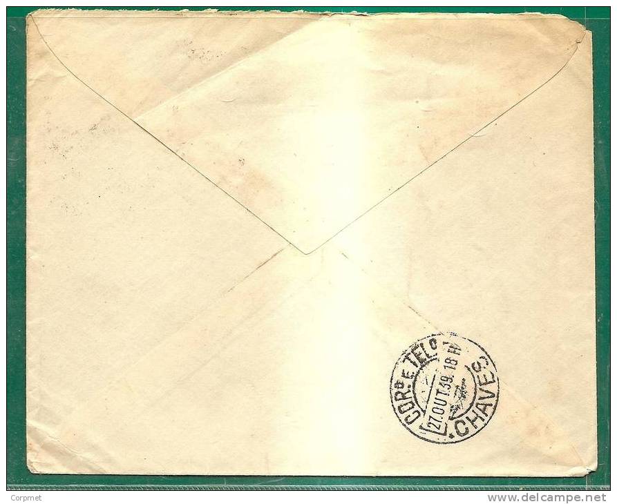 PORTUGAL - VF 1939  COVER  To CHAVES - Lettres & Documents