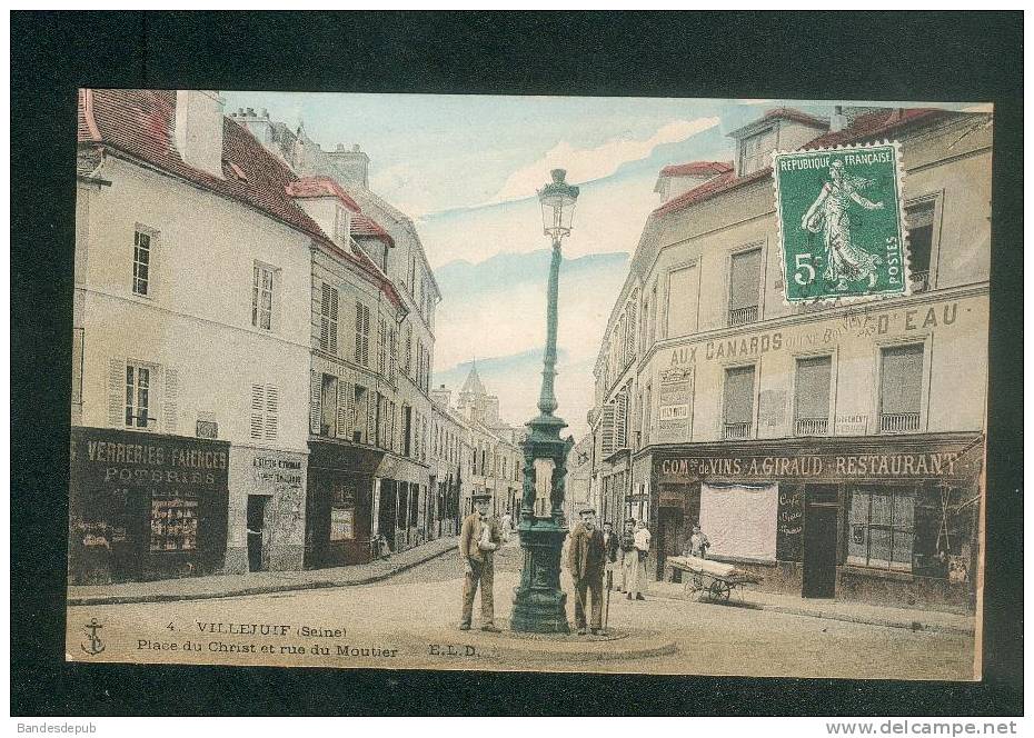 Villejuif  (94) - Place Du Christ Et Rue Moutier ( Animée Café Vins Restaurant Aux Canards Qui Ne Boivent Pas D'Eau ELD) - Villejuif