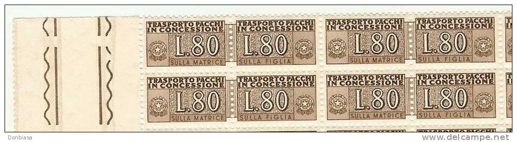 Rep. Italiana 1960, 80 Lire Trasporto Pacchi In Concessione. Quartina NUOVA** - Consigned Parcels