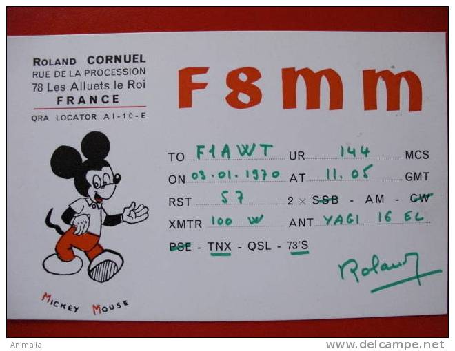 Walt Disney Mickey Mouse Carte QSL Radio Amateur - Bandes Dessinées