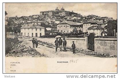 Por029a/   - PORTUGAL - ANSICHTSKARTE  Stadtpanorama Vizeu 1905, Nach USA, Nachporto - Storia Postale