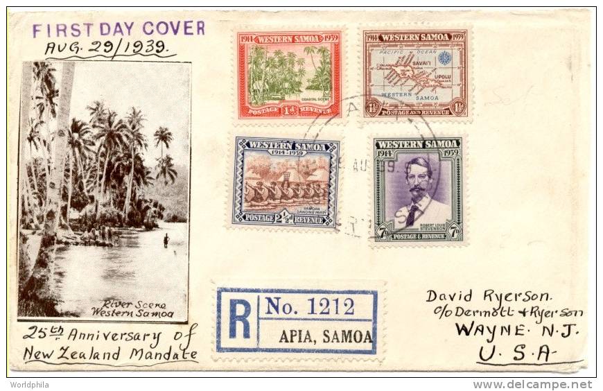 Western Samoa-USA Full Set SG 195-8 Registered Cacheted FDC 1939 - Samoa