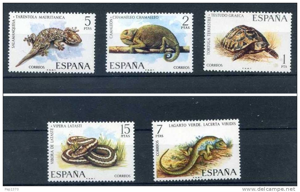 ESPAÑA 1974 -  FAUNA REPTILES  - EDIFIL Nº 2192-2196 - YVERT 1847-1851 - Serpenti