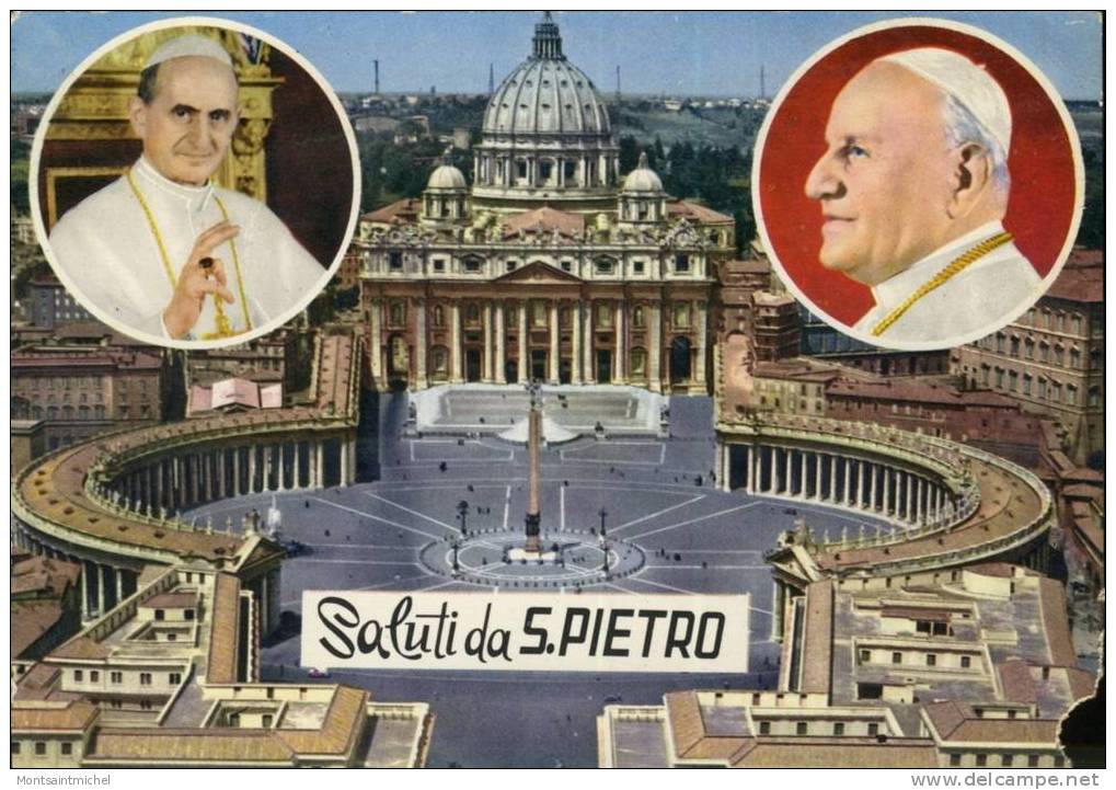 Rome. Italie. Saluti Da S. Pietro. 2 Papes (Pie XII Et Jean XXIII  ?) - San Pietro