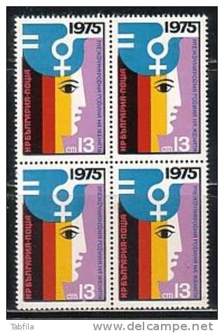 BULGARIE - 1975 - Annee Internationale De La Femmes - Bl Du 4 ** - Neufs