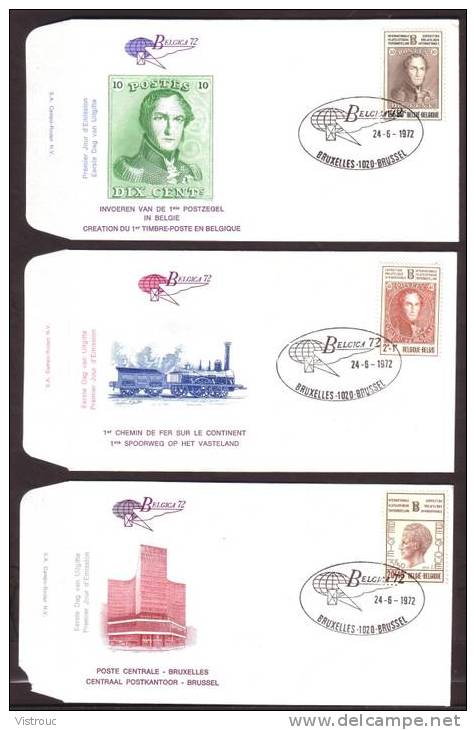 9 FDC COB N° 1627/35  - "BELGICA 72" - Rois De Belgique - Obl. " BRUXELLES ". - 1971-1980