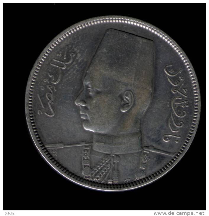 EGYPT / SILVER COIN / 10 PT. / 1937 / KING FAROUK / 2 SCANS . - Egypt