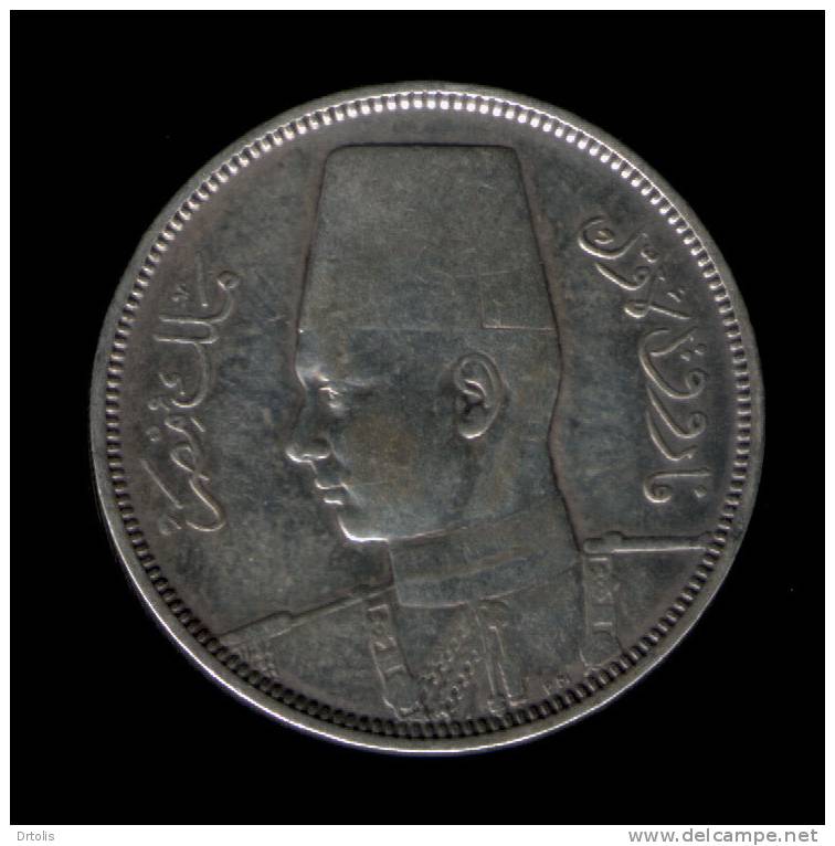 EGYPT / SILVER COIN / 5 PT. / 1937 / KING FAROUK / 2 SCANS . - Egypte