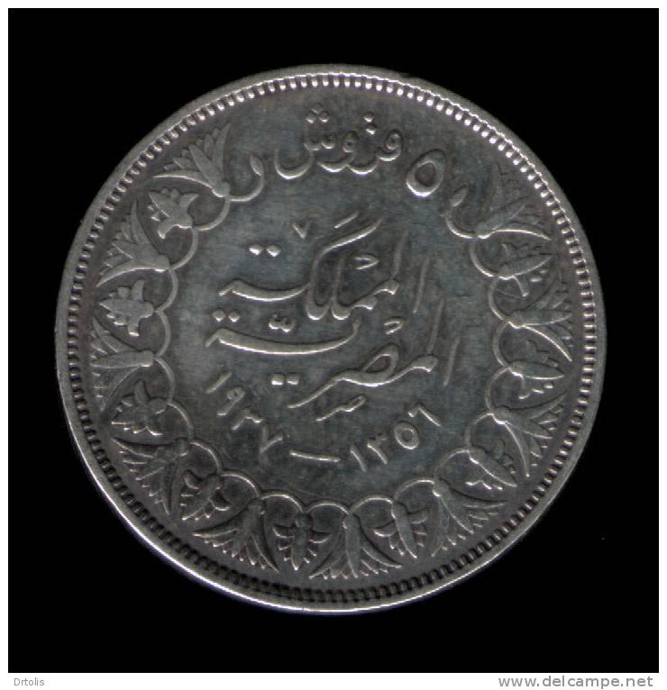 EGYPT / SILVER COIN / 5 PT. / 1937 / KING FAROUK / 2 SCANS . - Egypt