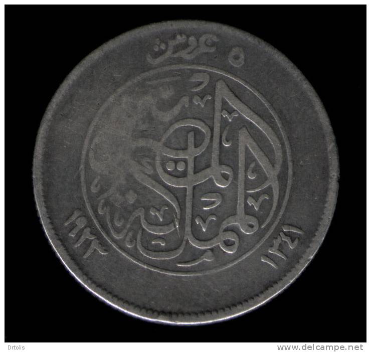 EGYPT / SILVER COIN / 1923 / 5 PT. / KING FOAD / 2 SCANS. - Egypt