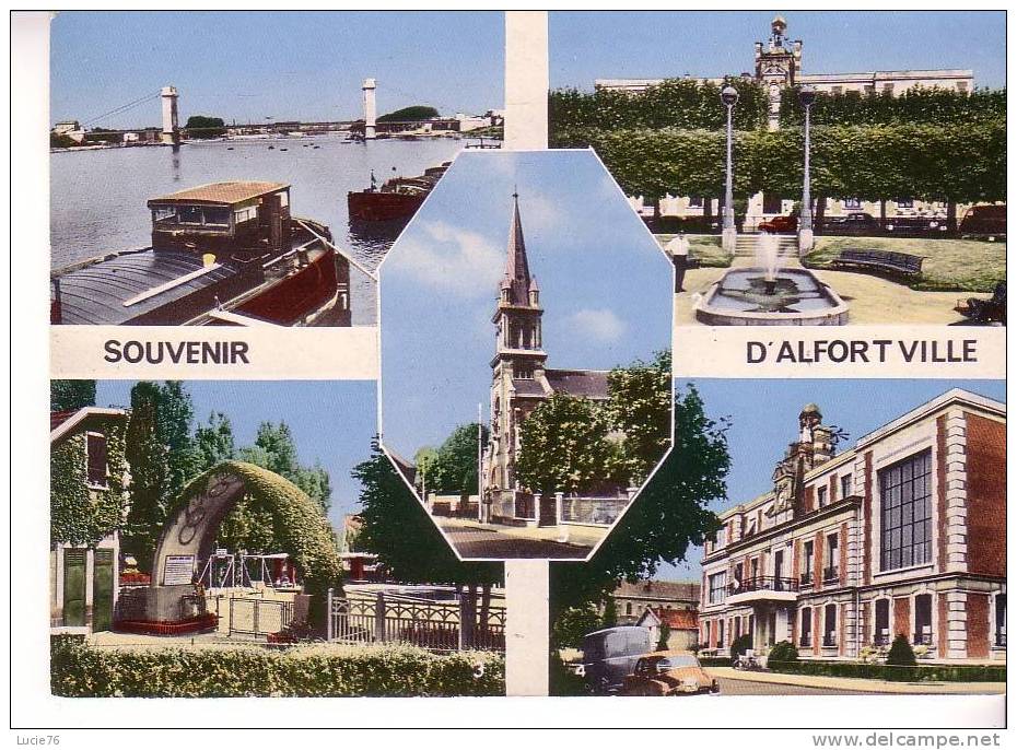 ALFORVILLE - 5 Vues : Le Pont Suspendu, Le Jardin De La Mairie, Le Parc De La Mairie, La Mairie, L´Eglise - N° 1106 - Alfortville