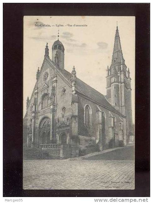 72 St Calais église Vue D´ensemble édit.bouveret Cachet Hôpital Auxiliaire N° 32au Dos  Belle Carte - Saint Calais