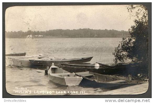 Loon Lake Illinois Hulik´s Landing With Boats 1915 Vintage Real Photo Postcard RPPC (A-3) - Other & Unclassified