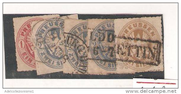 10108) PRUSSIA-1861  Francobolli  N.17-18-19-20+19  Usati I° Scelta - Usati