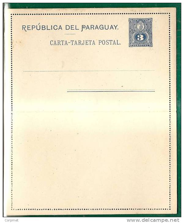 U.P.U. - PARAGUAY - 1900´s  POSTAL STATIONERY - LION  UNUSED 3c - U.P.U.