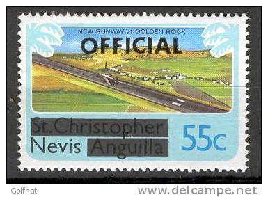 NEVIS TIMBRE OFFICIEL AEROPORT PISTE D'ATTERRISSAGE - Airplanes