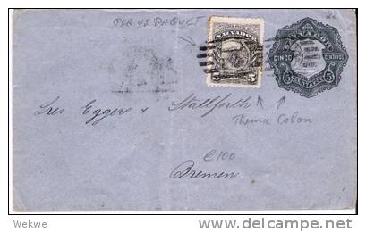 Sal047/  EL SALVADOR - Columbus Ganzsache + Marke. Entwertet US-Paquetb. 1892 - El Salvador