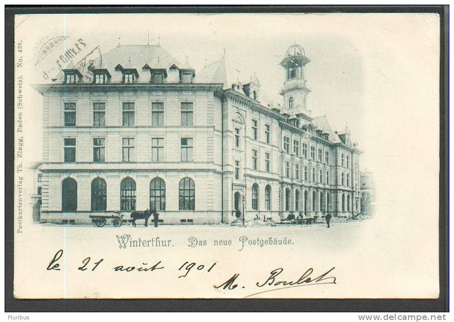 1901 WINTERTHURE DAS NEUE POSTGEBÄUDE, USED VINTAGE POSTCARD - Winterthur