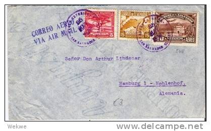 Sal083/ EL SALVADOR -  Luftpost Nach Hamburg 1938 - El Salvador