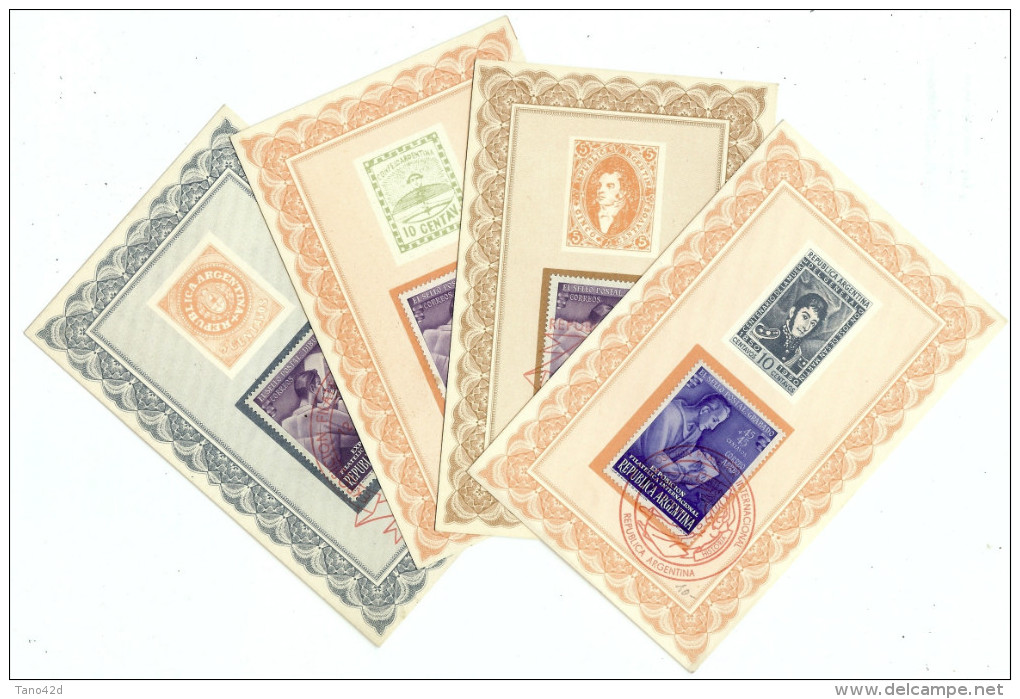 REF LPU4 - ARGENTINE 4 CARTES DE L'EXPOSITION PHILATELIQUE INTERNATIONAL NOVEMBRE 1950 - Lettres & Documents