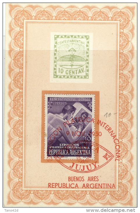 REF LPU4 - ARGENTINE 4 CARTES DE L'EXPOSITION PHILATELIQUE INTERNATIONAL NOVEMBRE 1950 - Lettres & Documents