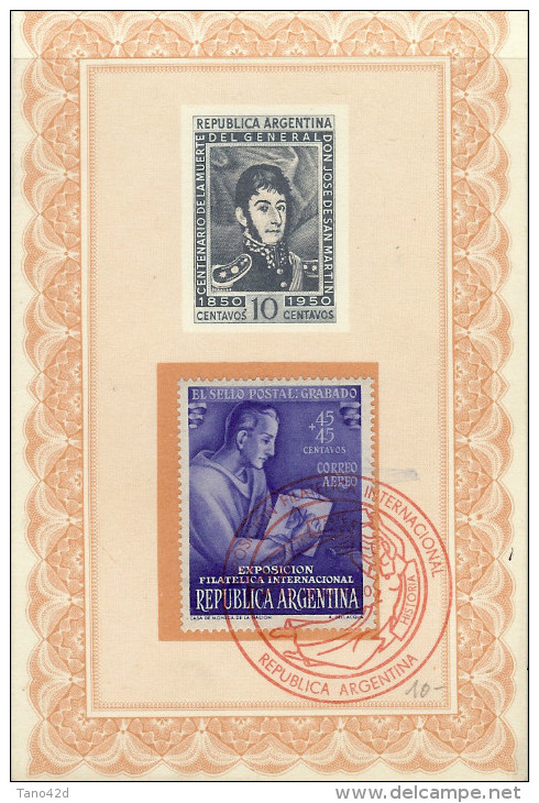 REF LPU4 - ARGENTINE 4 CARTES DE L'EXPOSITION PHILATELIQUE INTERNATIONAL NOVEMBRE 1950 - Lettres & Documents