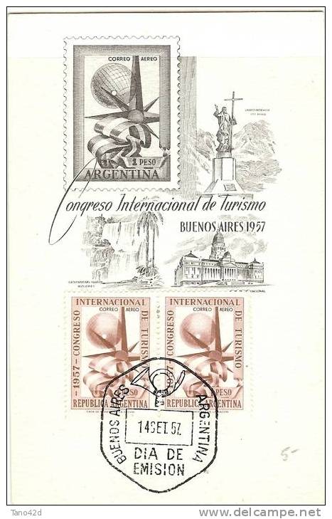 REF LPU4 - ARGENTINE 2 FDC CONGRESO INTERNACIONAL DE TURISMO SEPTEMBRE 1957 - Autres & Non Classés