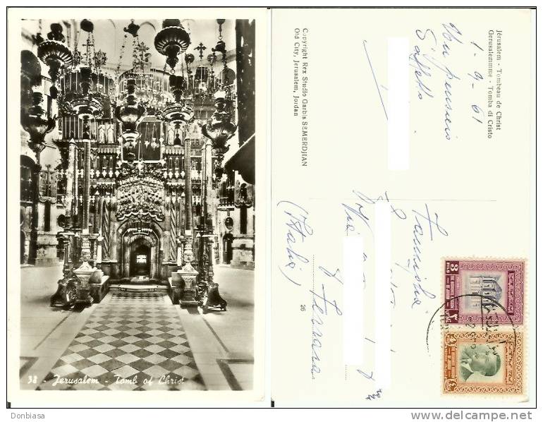 Gerusalemme / Jerusalem: Tomba Di Cristo / Tomb Of Chist. Cartolina Formato Piccolo Anni ´40 Viaggiata 1961 (francobolli - Jordania