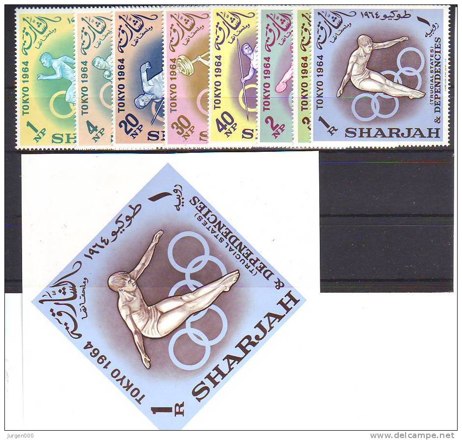 Sharjah, Nr 61/68, BL5 **, Michel = 18 Euro (Z20345) - Ete 1964: Tokyo