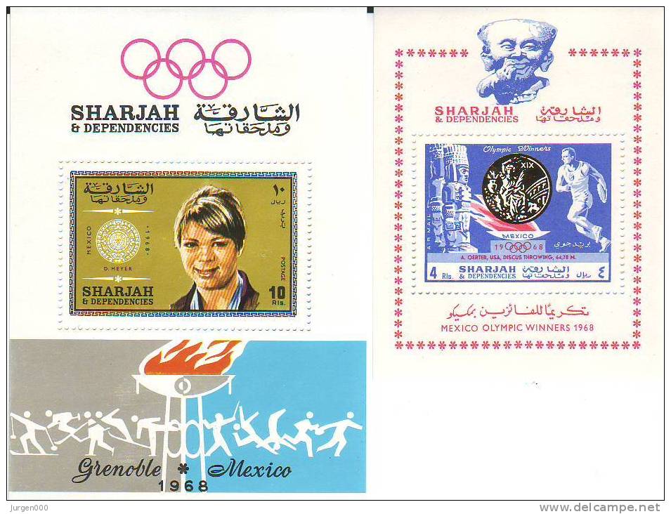 Sharjah, BL44A, BL48A **, Michel = 21 Euro (Z20383) - Summer 1968: Mexico City