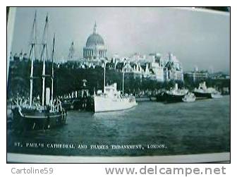 LONDON NAVE VELA 3 ALBERI E NAVE AND THAMES EMBANKMENT TAMIGI N1950? R5543 - River Thames