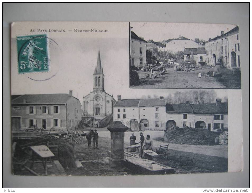 NEUVES MAISONS Double Vue LA PLACE LA FONTAINE LAVANDIERES - Neuves Maisons