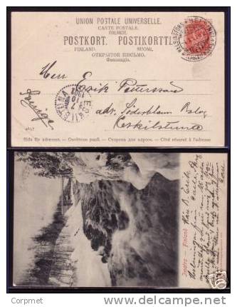 FINLAND - VF 1901 POSTCARD -IMATRA- From HELSINGFORS - HELSINKI To ESKILSTUNA- Tied By Russian Type Stamp Yvert #39 - Covers & Documents