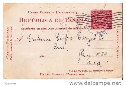 Pan048/ PANAMA -  GA Nr. 8 (Landkarte) 1906 Nach USA, (Karte Mit Falte) - Panama