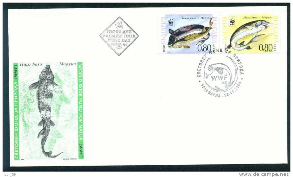 FDC 4667 Bulgaria 2004 /16, Fauna: WWF Beluga Sturgeon Weltweiter Naturschutz: Hausen FISH DOLPHIN - Dolphins