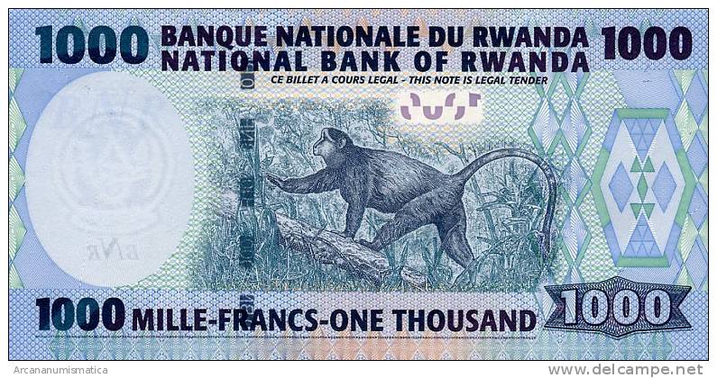 RUANDA / RWANDA  1.000  FRANCOS  2.004  KM#31     PLANCHA/UNC/SC     DL-6314 B - Ruanda