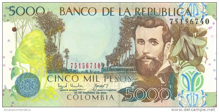 COLOMBIA   5.000   PESOS   20-2-2.004    KM#452      PLANCHA/UNC/SC     DL-6315     A - Colombia