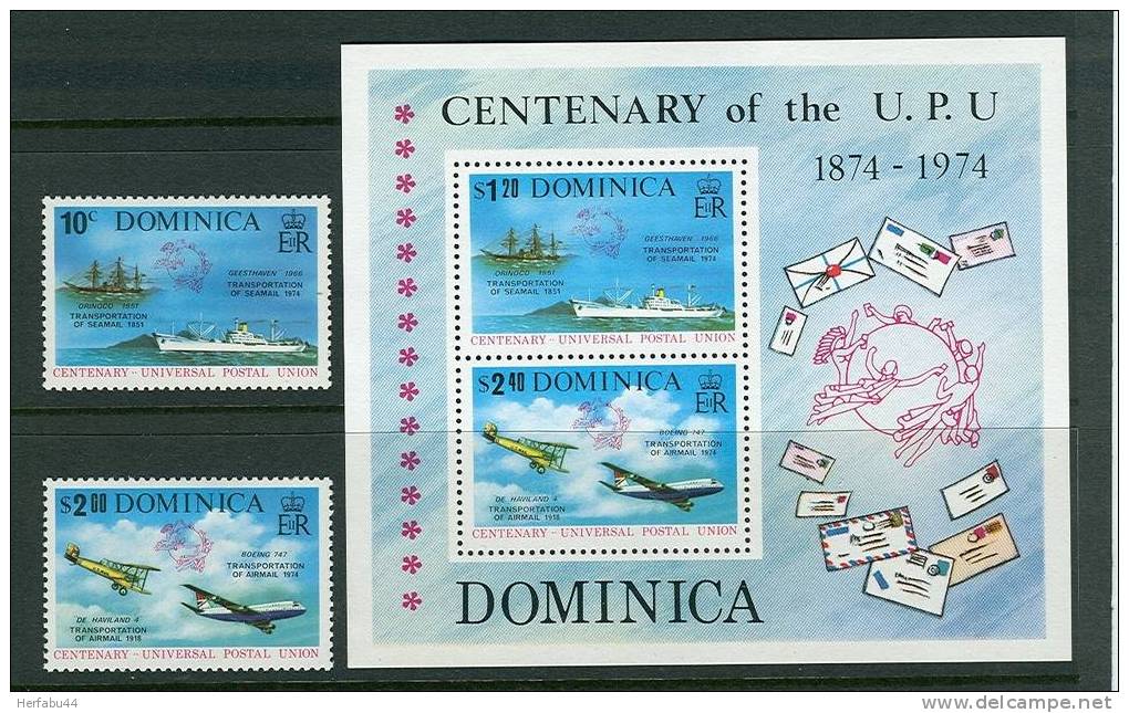 Dominica    UPU  Set  & Souvenir Sheet  SC#  418-19a Mint - U.P.U.