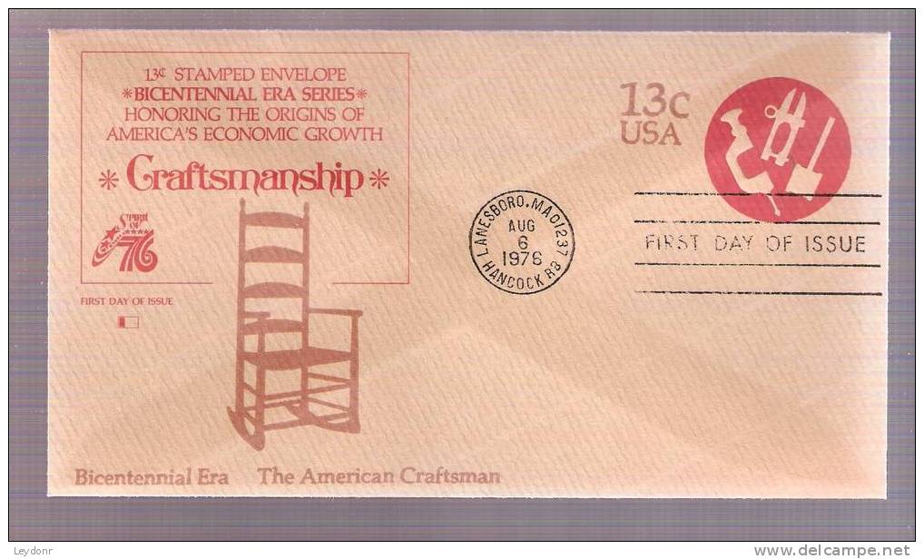 FDC The American Craftsman 1976 - Stamped Envelop - Scott # U575 - 1971-1980