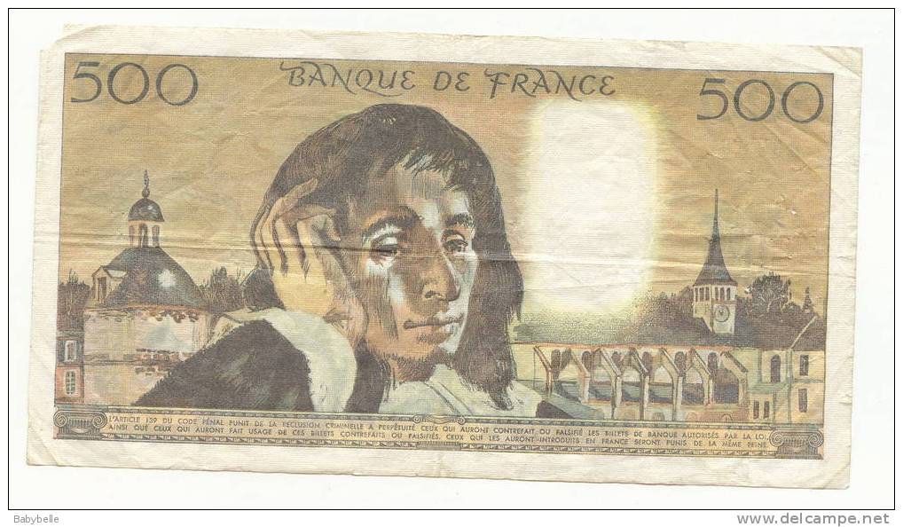 BILLET DE 500 FRANCS PASCAL DU E 6. 11-1975 E  F.54 - 500 F 1968-1993 ''Pascal''