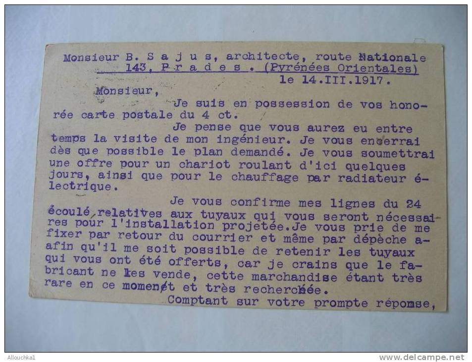 MARCOPHILIE LETTRE ENTIER POSTAUX-DE SUISSE- GENEVE-CENSURE - OUVERT PAR - : 15-03-1917  POUR PRADES P.O. 66  FRANCE - Interi Postali