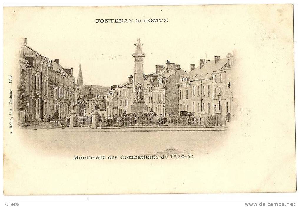 CP 85 FONTENAY LE COMTE Monument Des Combattants De 1870.71( Vétérans) ( Type De Cp 1900 Nuagée) - Fontenay Le Comte