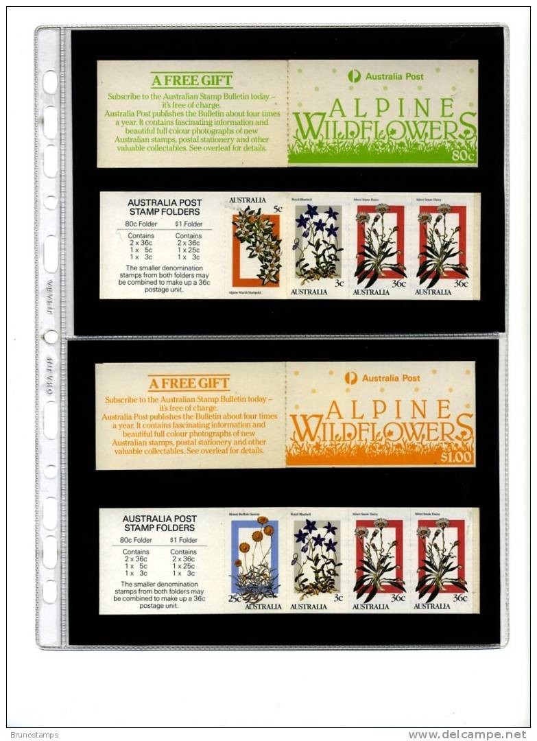 AUSTRALIA - 1986 ALPINE WILDFLOWERS 80c.+1$  TWO BOOKLETS MINT NH - Booklets