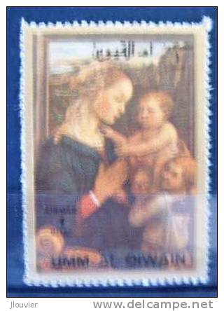 Timbre Neuf : Tableau Religieux. La Vierge Et L'enfant Avec Deux Anges - Filippo Lippi. Umm-Al-Qiwain. - Cuadros
