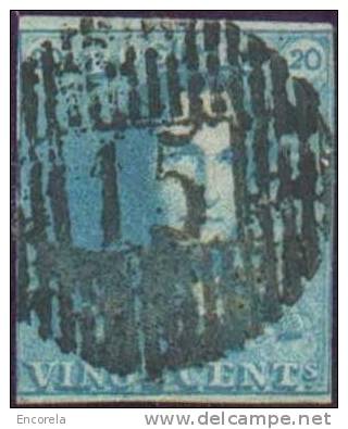 N°2 - Epaulette 20 Centimes Bleu, Effleurée Mais TB  Obl. D.15 EGHEZEE Centrale Et Nette - 3606 - 1849 Schulterklappen