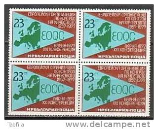 Bulgarie - 1977 - 21 Congres De L´Organisation Europeenne Puor Le Controle De La Qualite - Bl.du 4** - Unused Stamps