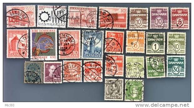 25 Timbres Danemark Différents - Collections