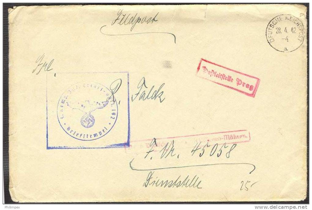 DEUTSCHE DIENSTPOST BÖHMEN-MÄHREN, PRIVATE CORRESPONDENCE (WITH FULL CONTENTS) - Briefe U. Dokumente