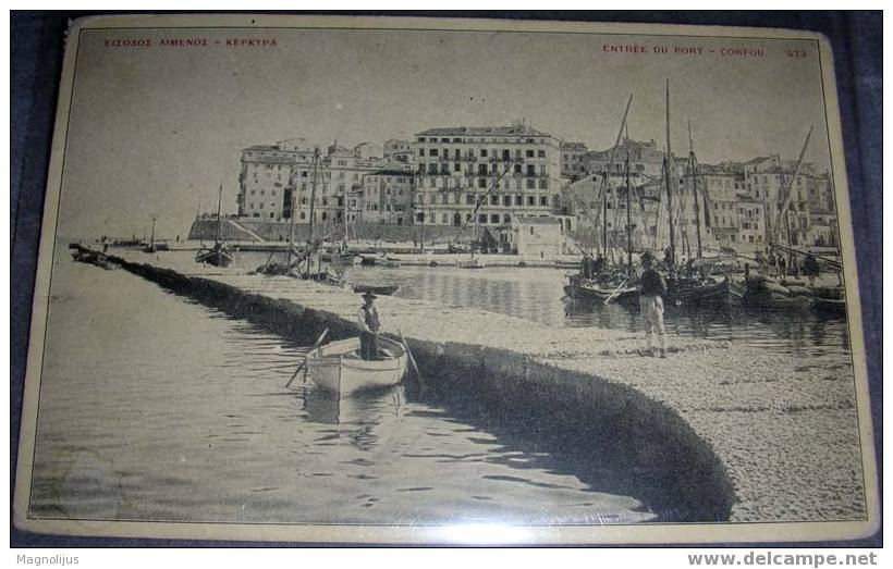 Greece,Corfou,Isle,Kerkyra,Port,Harbour,Small Boat,Ships,vintage Postcard - Grèce