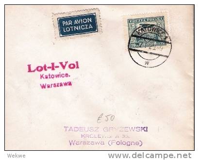 Pol045/ -POLEN - Erstflug Katowice-Warszawa 7.1.1929 - Cartas & Documentos